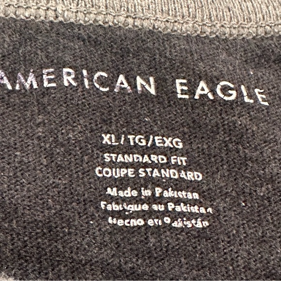 American Eagle 90s Y2K Crew Neck Colorblock Sweatshirt Women XL Black White Gray - Picture 4 of 10